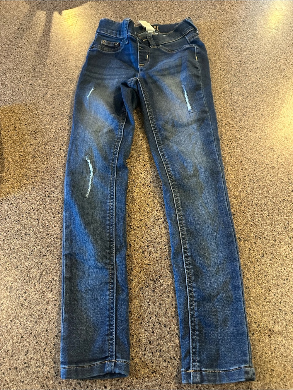 Dark Blue Distressed Skinny Jeans - Picture 1 of 4